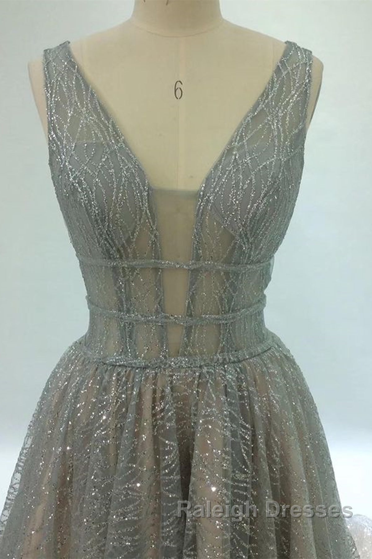 Shiny V Neck Open Back Champagne Long Prom Dresses, Champagne Formal Graduation Evening Dresses