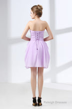 Short A Line Ruffle Strapless Homecoming Dresses