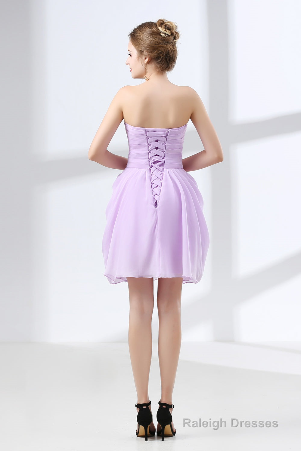 Short A Line Ruffle Strapless Homecoming Dresses