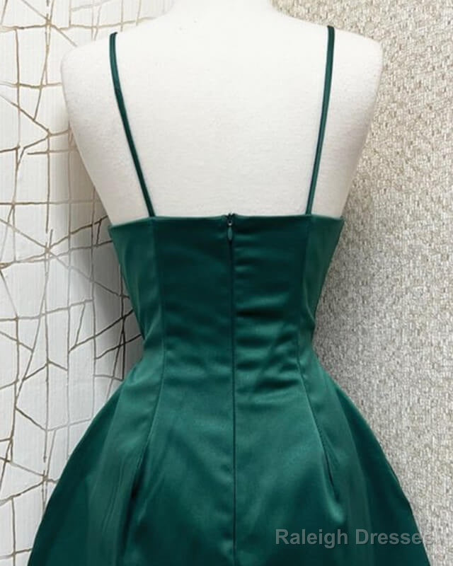 Short A-Line Spaghetti Strap Satin Dress