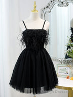 Short Back Prom Dress with Corset Back, Little Black Formal Homecoming Dresses
