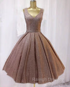 Short Ball Gown Prom Homecoming Dresses Sequins V Neck