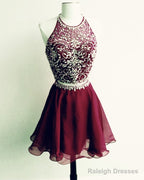 Short Beaded Chiffon Two Piece Dresses