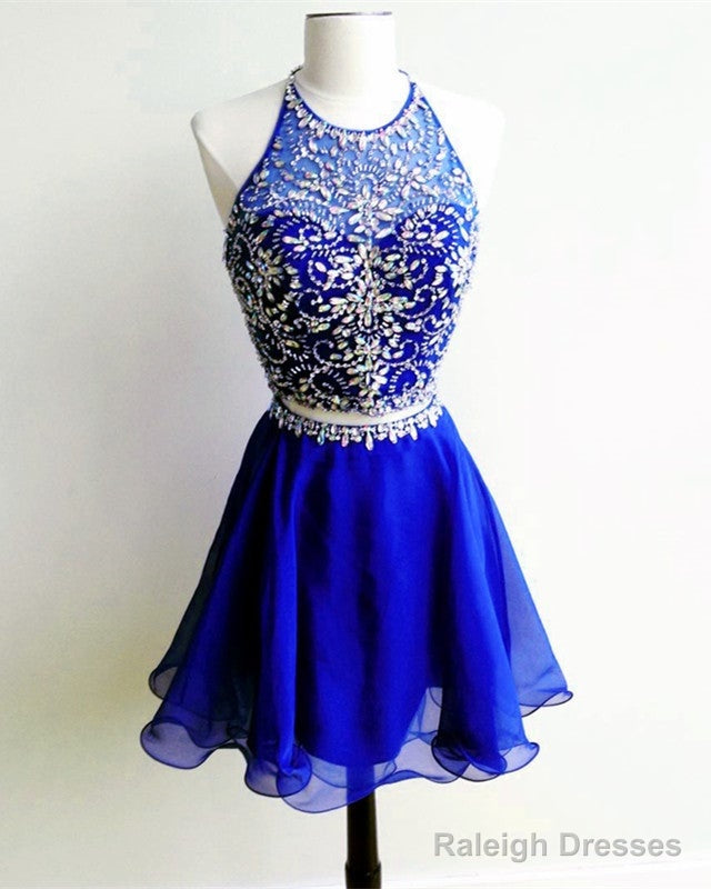 Short Beaded Chiffon Two Piece Dresses