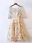 Short Beige Tulle Homecoming Dresses With Embroidery