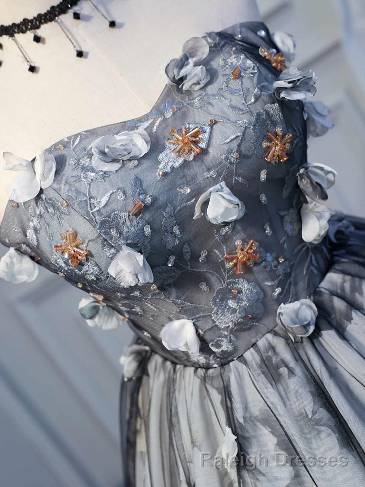 Short Black Floral Prom Dresses, Short Black Floral Formal Homecoming Dresses, Little Black Dresses