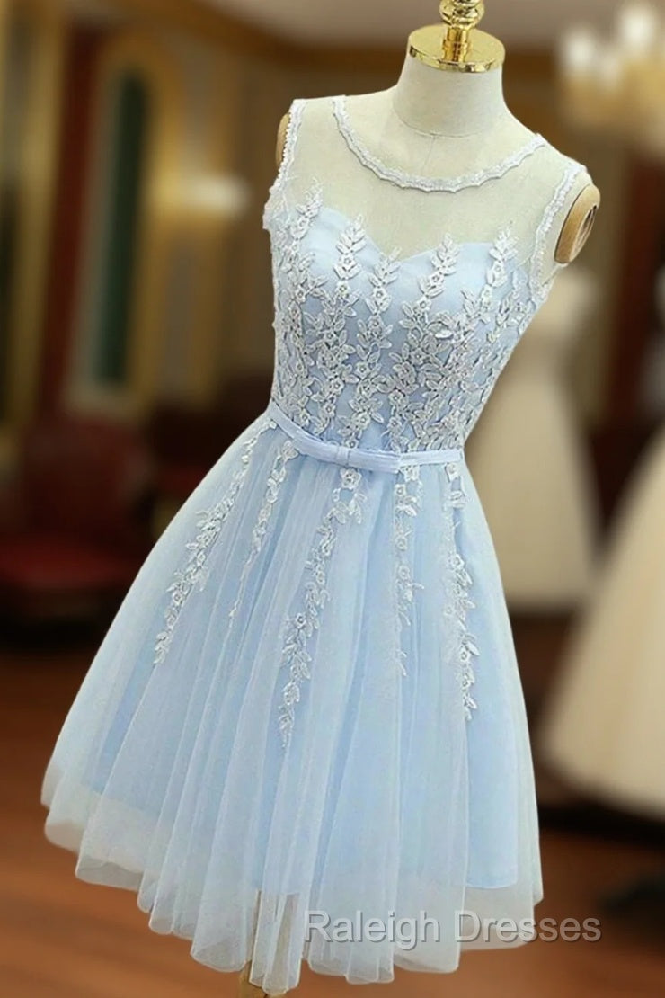 Short Blue Lace Formal Graduation Homecoming Dress Main image