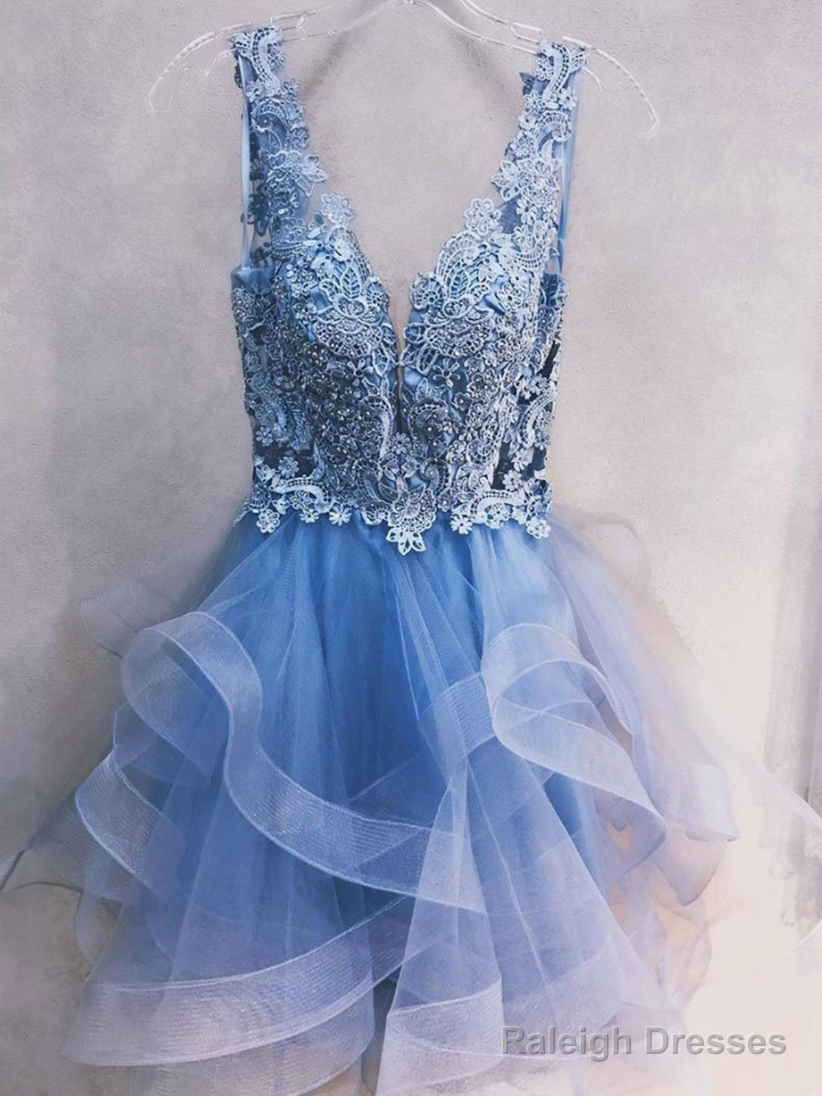 Short Blue Lace Prom Dresses, Short Blue Lace Homecoming Graduation Formal Dresses