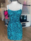 Short Blue Silver Pink Backless Sequins Prom Dress Short Open Back Sequins Prom Homecoming Dress