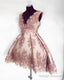 Short Blush Lace Flowers Embroidery V-Neck Cocktail Dresses