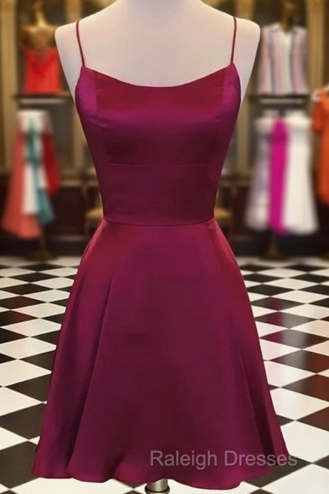 Short Burgundy Backless Prom Dresses, Short Burgundy Backless Formal Graduation Homecoming Dresses Main image