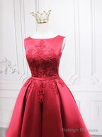 Short Burgundy Floral Prom Dresses, Short Wine Red Floral Formal Homecoming Dresses