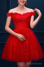 Short Burgundy Prom Dress Sequin Lace