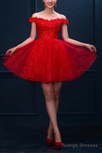 Short Burgundy Prom Dresses Sequin Lace