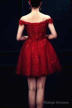 Short Burgundy Prom Dresses Sequin Lace