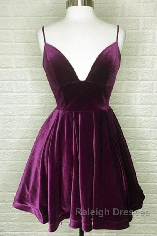Short Burnt Orange Velvet Homecoming Dresses