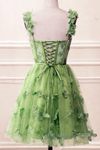 Short Butterfly Lace Corset Homecoming Dresses