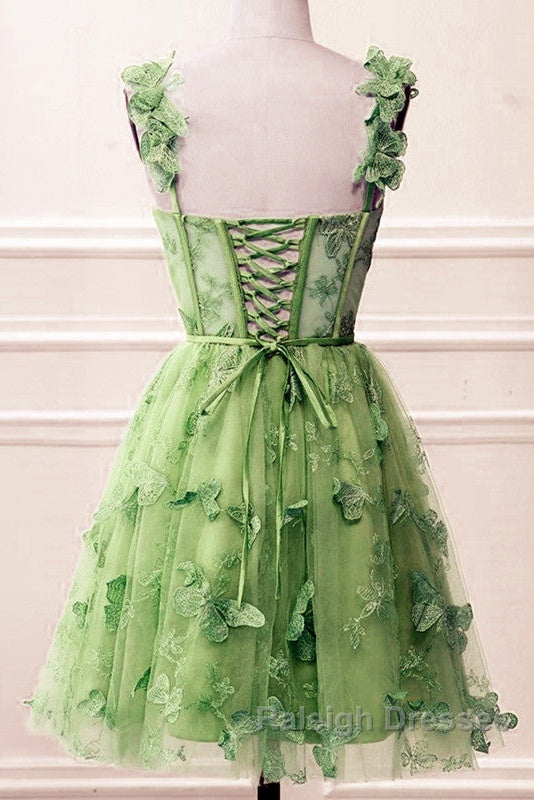 Short Butterfly Lace Corset Homecoming Dresses