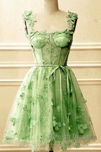 Short Butterfly Lace Corset Homecoming Dress