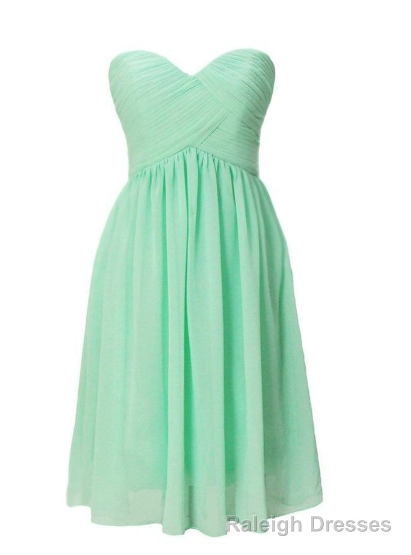 Short Green Chiffon Sweetheart Pleats Bridesmaid Dress Main image