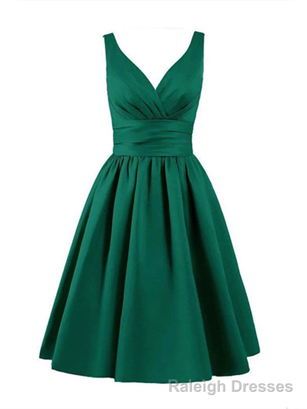 Short Green Satin Prom Dresses, Short Green Satin Graduation Homecoming Dresses Main image