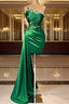 Short Green Sheath Strapless Satin Dress