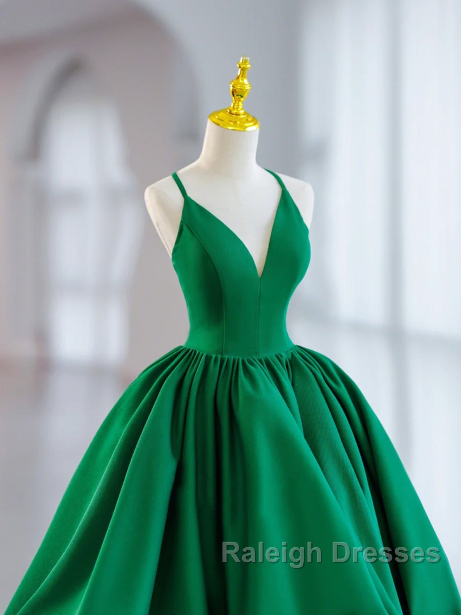 Short Green V Neck Satin Prom Dresses, Short Green V Neck Satin Formal Homecoming Dresses