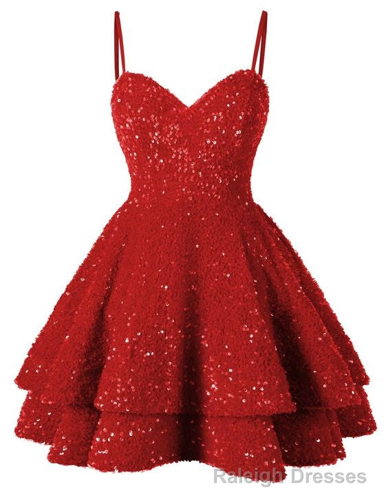 Short Homecoming Dress for Teens Sparkly Glitter Sequins A Line Mini Homecoming Dresses Main image