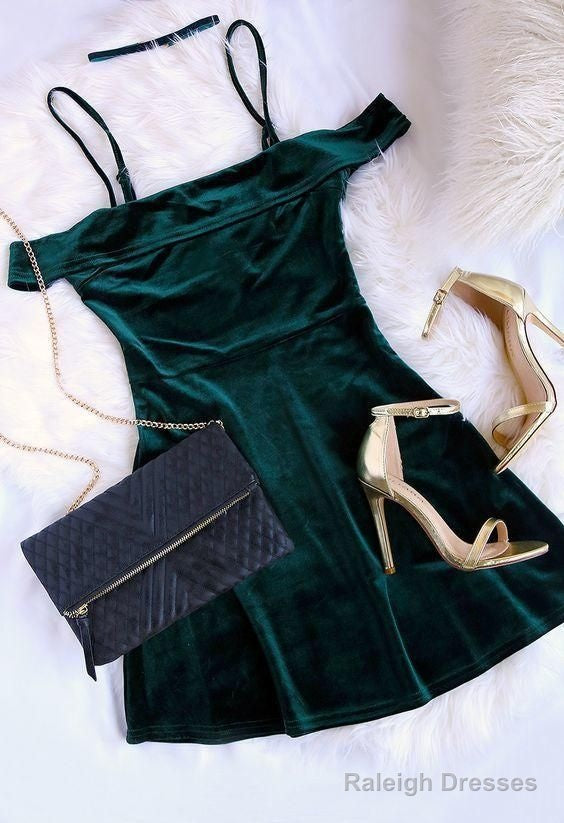 Short Homecoming Dresses Hunter Green Homecoming Dresses
