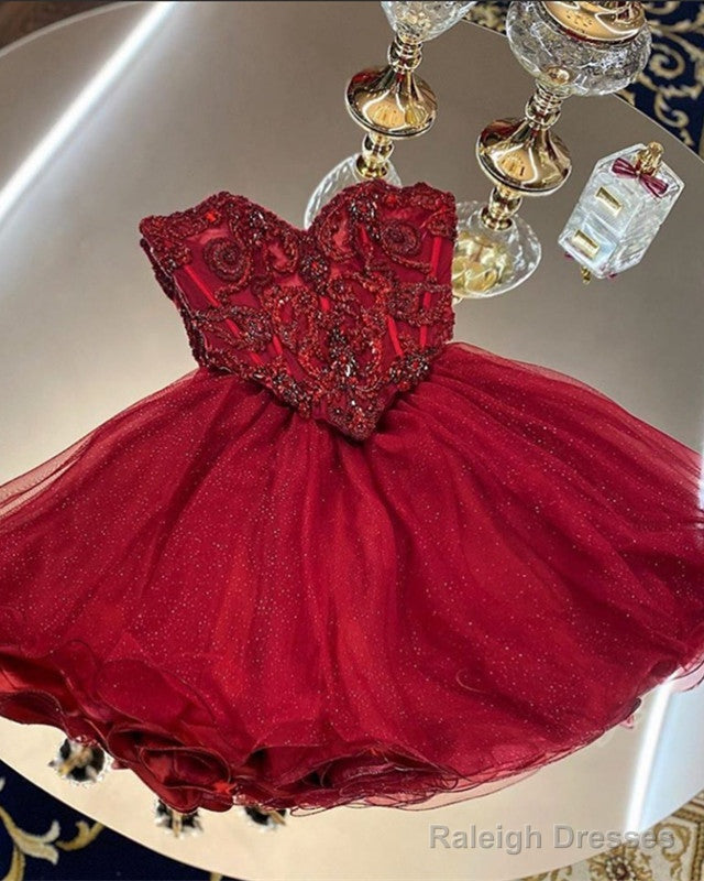 Short Homecoming Dress Crystal Beaded Sweetheart Ruffles Main image
