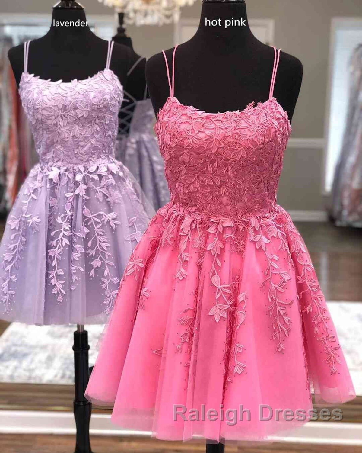 Short Light Lace Prom Dresses, Short Lace Graduation Homecoming Dresses Main image
