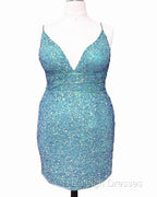 Short Light Purple Plus Size Sequin Bodycon Dress