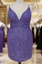 Short Light Purple Plus Size Sequin Bodycon Dress