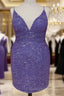Short Light Purple Plus Size Sequin Bodycon Dress