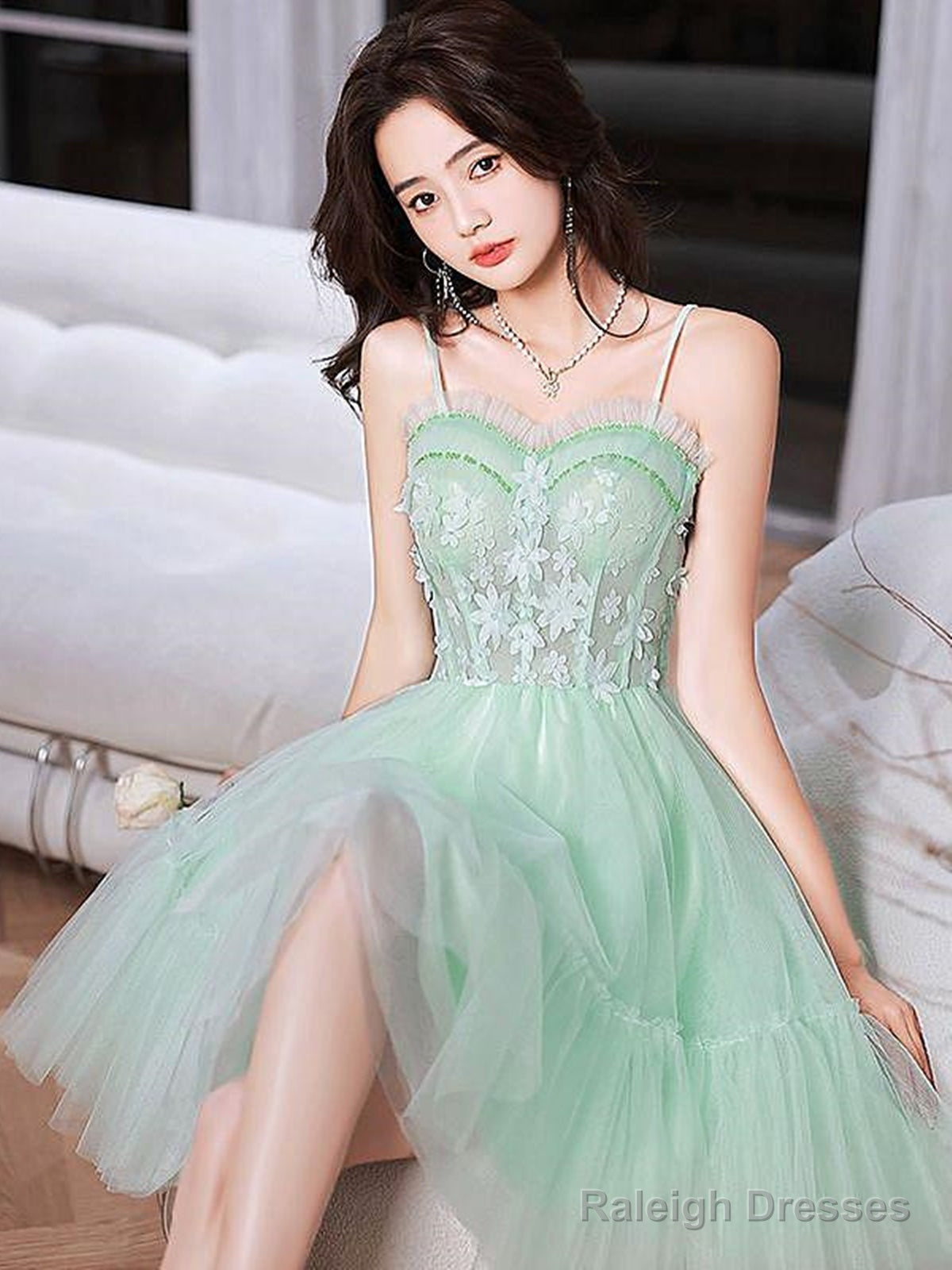 Short Mint Green Lace Prom Dress Short Mint Green Lace Prom Homecoming Dress Main image