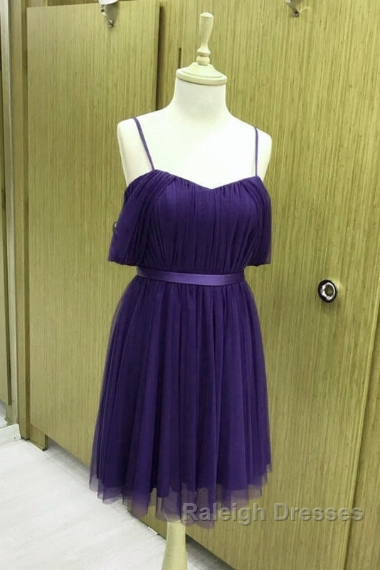 Short Navy Tulle Bridesmaid Dresses Off Shoulder