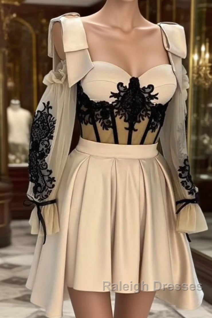 Short Nude Satin Lace Embroidery Corset Dress