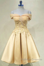 Short Off Shoulder Prom Homecoming Dress Lace Embroidery