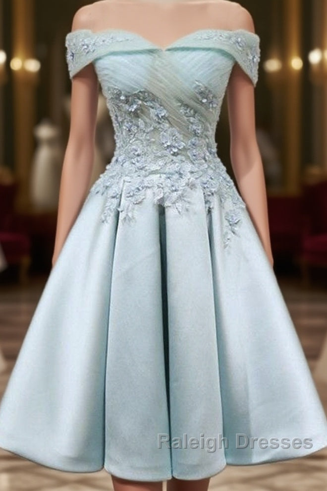 Short Off Shoulder Prom Homecoming Dresses Lace Embroidery