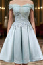 Short Off Shoulder Prom Homecoming Dresses Lace Embroidery