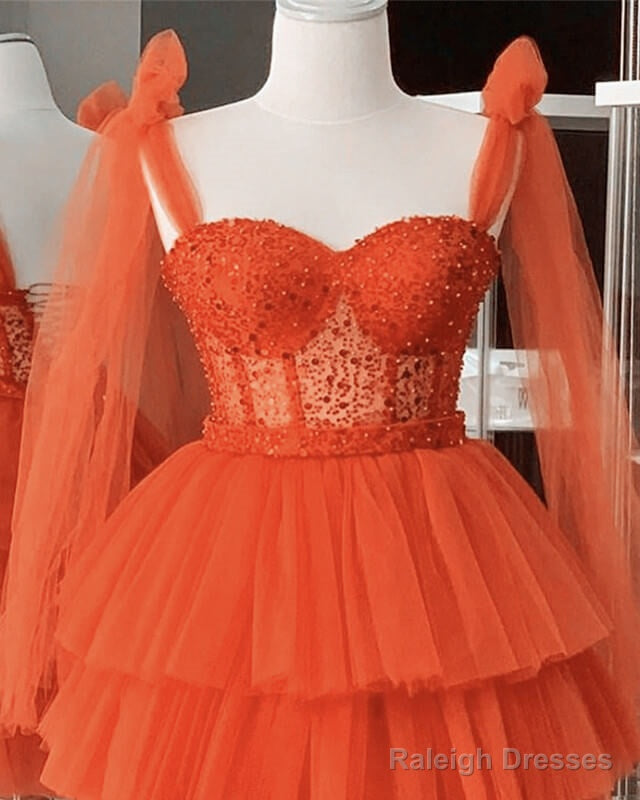 Short Orange Tulle Beaded Corset Dress Secondary image