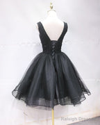Short Organza Ruffles V Neck Homecoming Dress