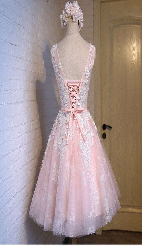 Short pink lace tight cute charming freshman homecoming Formal Prom gowns Dress Secondary image
