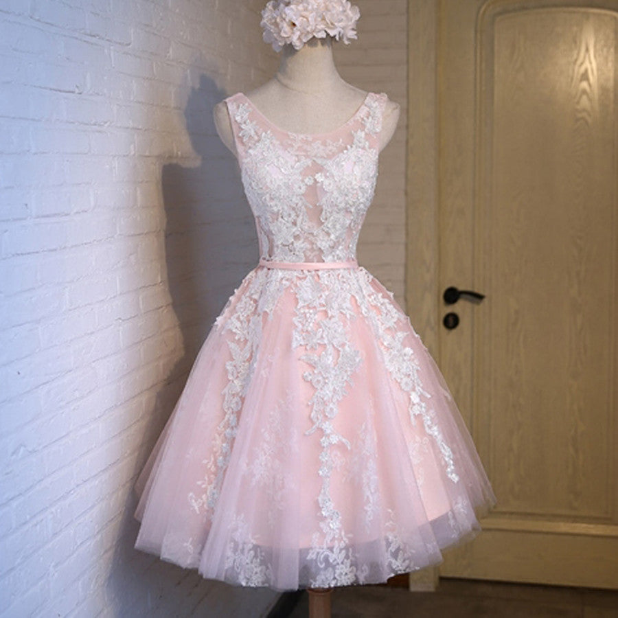 Short pink lace tight cute charming freshman homecoming Formal Prom gowns Dress Main image