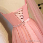 Short Pink Tulle Pleated Bridesmaid Dress One Shoulder