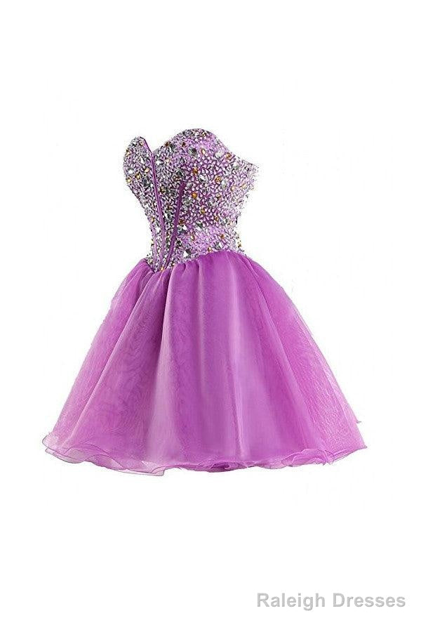 Short Purple Homecoming Dress Short Prom Dress With Beading