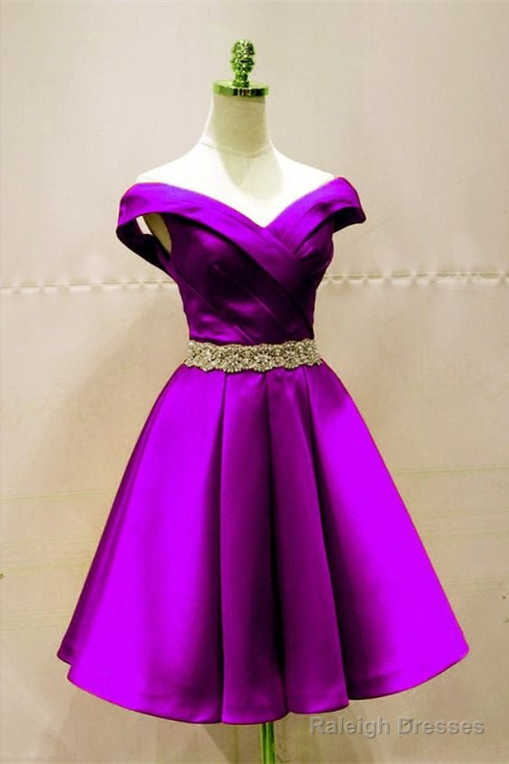 Short Purple Satin Homecoming Dress Main image