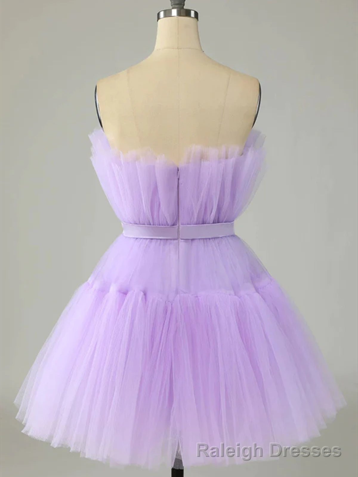 Short Purple Strapless Tulle Prom Dresses, Short Lavender Tulle Graduation Homecoming Dresses Main image
