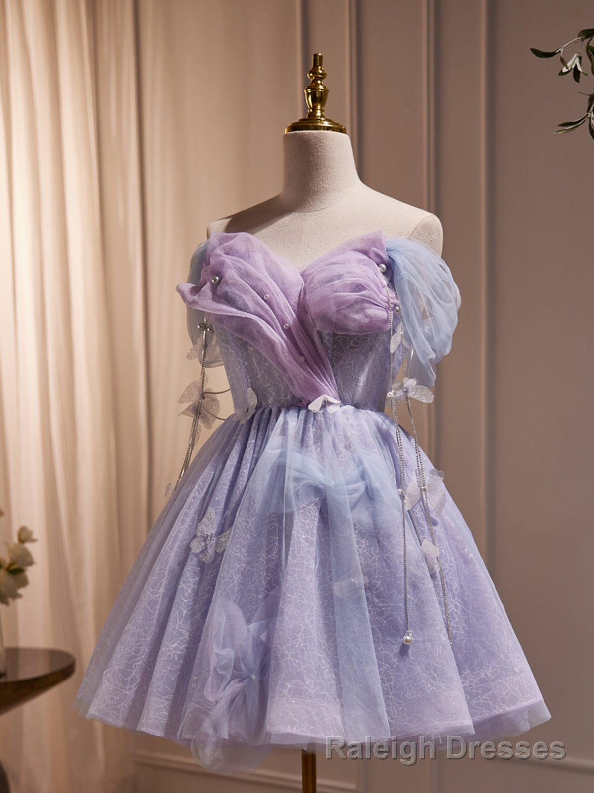 Short Purple Tulle Prom Dresses, Short Purple Tulle Formal Homecoming Dresses Main image