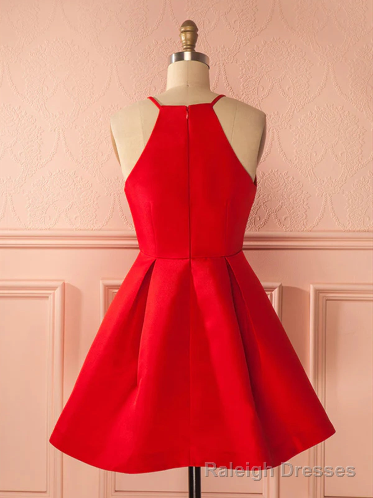 Short Red Satin Prom Dresses, Short Red Satin Homecoming Graduation Dresses Main image